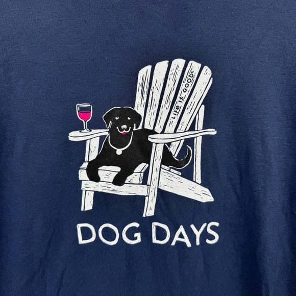 Life Is Good Tops - Life is Good Crusher Tee Womens Medium Blue Dog Days Black Lab Long Sleeve Shirt
